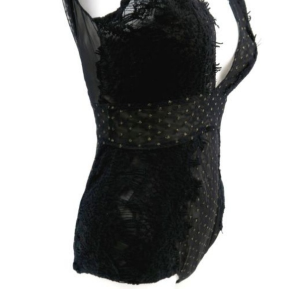 Free People Breaking Hearts Black Lace Bodysuit M - Picture 7 of 8